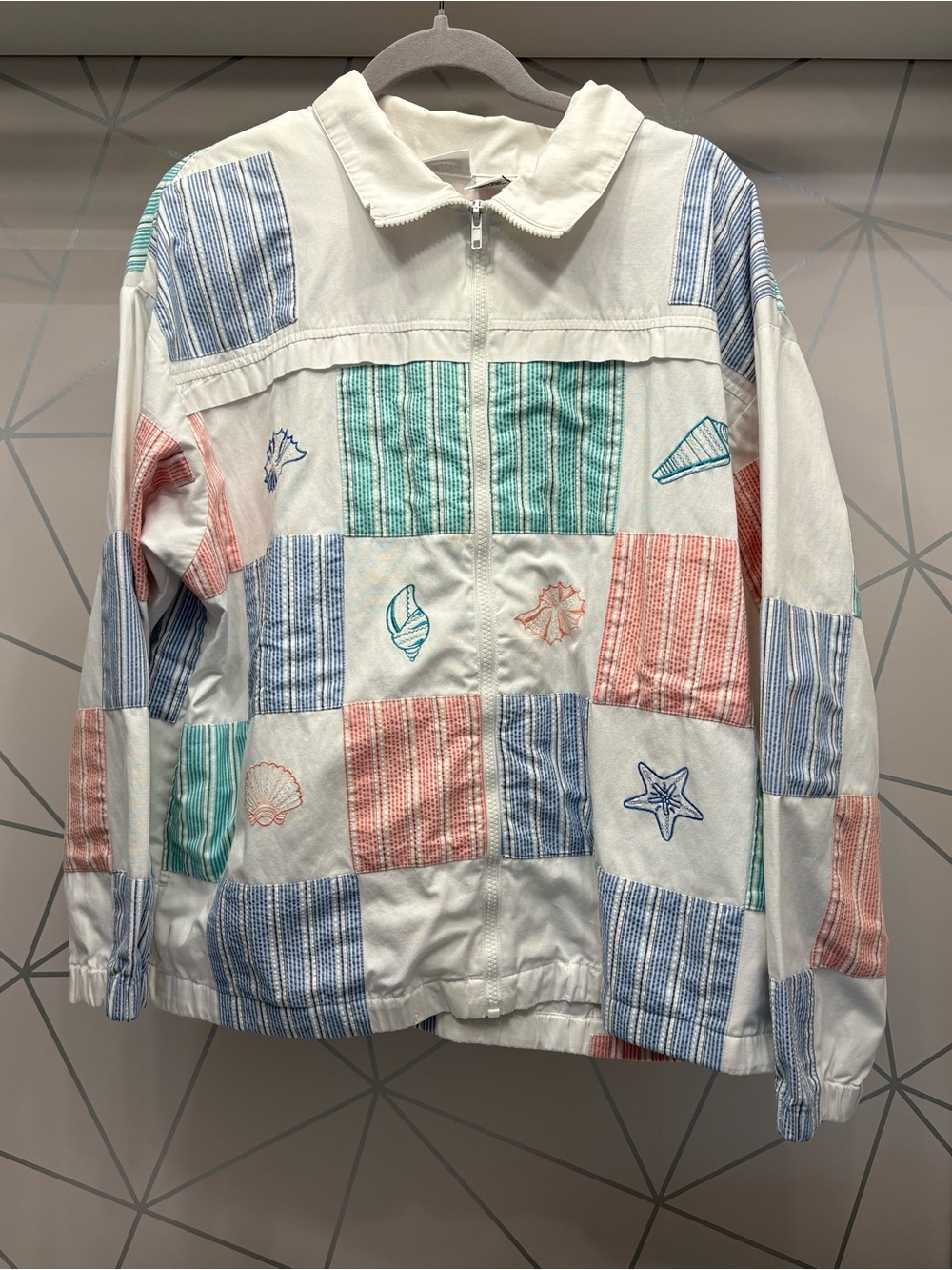 Vintage Koret Francisca Patchwork Seashell Coastal Jacket Size Large